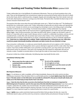 Avoiding and Treating Timber Rattlesnake Bites Updated 2020