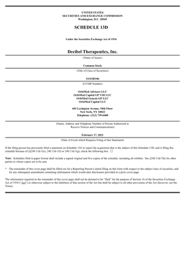 SCHEDULE 13D Decibel Therapeutics, Inc