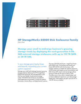 HP Storageworks D2000 Disk Enclosure Family Data Sheet (US