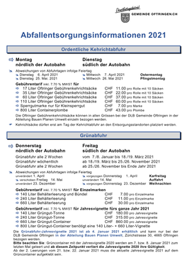 Abfallentsorgungsinformationen 2021