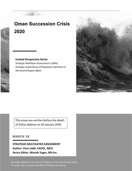 Oman Succession Crisis 2020