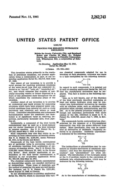 UNITED STATES PATENT of FICE 2,262,743 PROCESS for BREAKING PETROLEUR EMUSIONS Melvin De Groote, University City, and Bernhard Keiser and Charles M