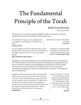 The Fundamental Principle of the Torah