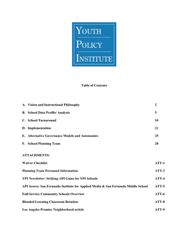 Table of Contents A. Vision and Instructional Philosophy 2 B. School