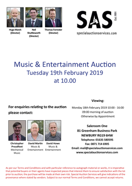 Music & Entertainment Auction