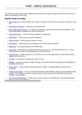 Ruby Useful Resources