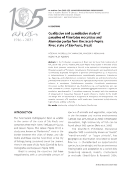 Qualitative and Quantitative Study of Parasites of Pimelodus Maculatus and Rhamdia Quelen from the Jacaré-Pepira River, State of São Paulo, Brazil