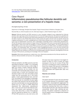 Case Report Inflammatory Pseudotumor-Like Follicular Dendritic Cell Sarcoma: a Rare Presentation of a Hepatic Mass