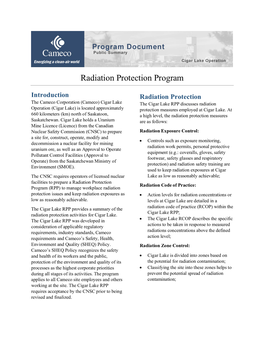 Radiation Protection Program