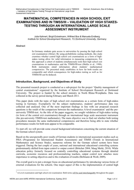 Mathematical Competencies in High School Exit