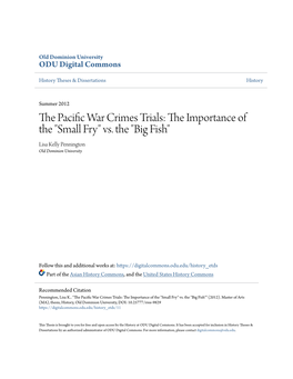 The Pacific War Crimes Trials: the Importance of the 