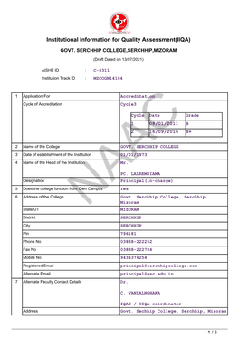 Institutional Information for Quality Assessment(IIQA)