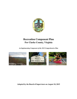 Recreation Component Plan for Clarke County, Virginia