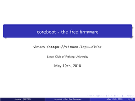 Coreboot - the Free Firmware