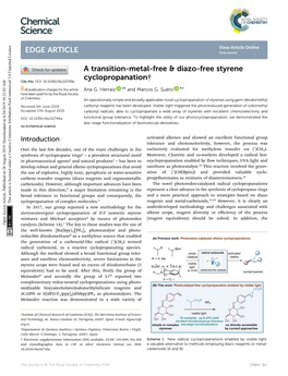 A Transition-Metal-Free &amp; Diazo-Free Styrene Cyclopropanation