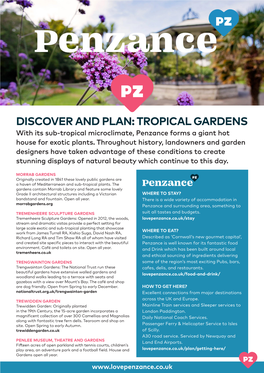 DISCOVER and PLAN: TROPICAL GARDENS with Its Sub-Tropical Microclimate, Penzance Forms a Giant Hot House for Exotic Plants