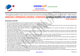 ANALYSIS / APPROACH / SOURCE / STRATEGY: GENERAL STUDIES PRE 2020 PAPER - TEAM VISION IAS Observations on CSP 2020