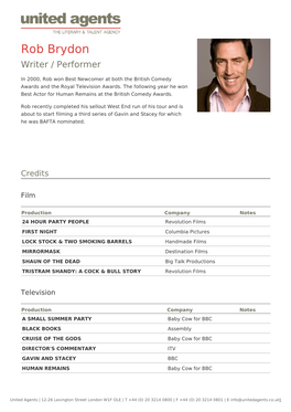 Rob Brydon Writer / Performer