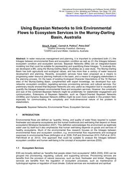 Using Bayesian Networks to Link Environmental Flows to Ecosystem Services in the Murray-Darling Basin, Australia