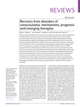 Recovery from Disorders of Consciousness: Mechanisms, Prognosis and Emerging Therapies