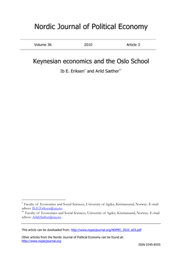 Keynesian Economics and the Oslo School Ib E