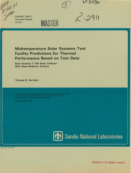 Midtemperature Solar Systems Test Facility Predictions for Thermal Performance Based on Test Data