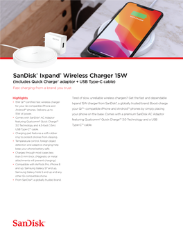 Data Sheet: Sandisk Ixpand Wireless Charger