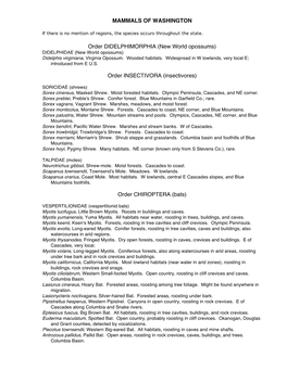 MAMMALS of WASHINGTON Order DIDELPHIMORPHIA