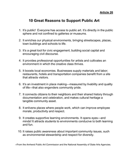 10 Great Reasons to Support Public Art