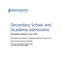 Secondary School and Academy Admissions