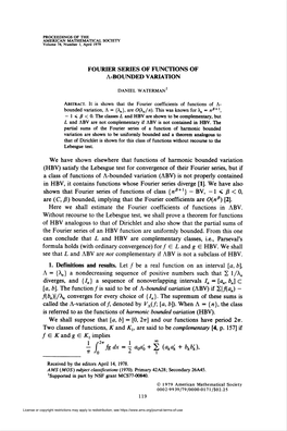 Fourier Series of Functions of A-Bounded Variation