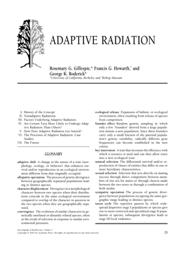 Adaptive Radiation