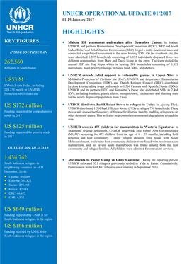 UNHCR OPERATIONAL UPDATE 01/2017 01-15 January 2017