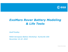 Exomars Rover Battery Modeling & Life Tests