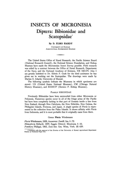 INSECTS of MICRONESIA Diptera: Bibionidae and Scatopsidae 1