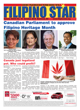 October 2018 Montreal, QC Canadian Parliament to Approve Filipino Heritage Month