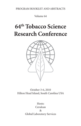 64Th Tobacco Science Research Conference