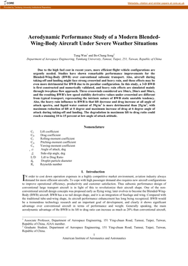 Aerodynamic Performance Study of a Modern Blended- Wing-Body Aircraft Under Severe Weather Situations