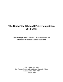 The Best of the Whitesell Prize Competition 2014–2015