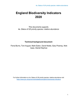 England Biodiversity Indicators 2020