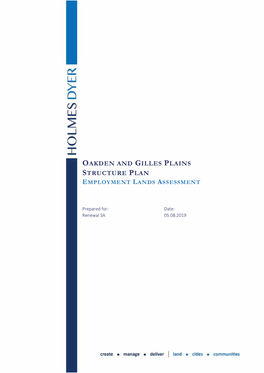 Oakden and Gilles Plains Structure Plan Employment Lands Assessment