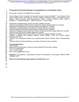 The Genetic and Clinical Landscape of Nanophthalmos in an Australian