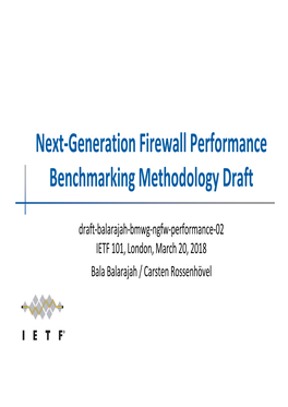 Next‐Generation Firewall Performance Benchmarking Methodology Draft