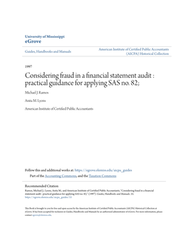 Considering Fraud in a Financial Statement Audit : Practical Guidance for Applying SAS No