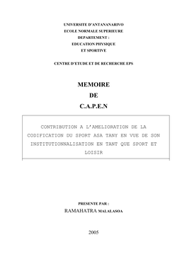 Memoire De C.A.P.E.N