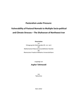 Vulnerability of Pastoral Nomads to Multiple Socio-Political and Climate Stresses – the Shahsevan of Northwest Iran