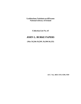 John L. Burke Papers