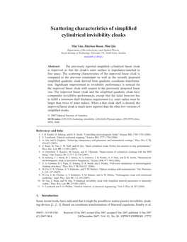 Scattering Characteristics of Simplified Cylindrical Invisibility Cloaks