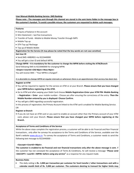 User Manual-Mobile Banking Service- SMS Banking Please Note