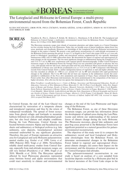 Proxy Environmental Record from the Bohemian Forest, Czech Republic